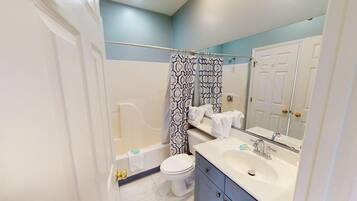 Bathtub, hair dryer