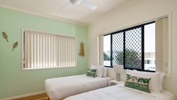 4 bedrooms, iron/ironing board, travel cot, WiFi