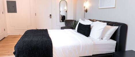 Iron/ironing board, travel crib, free WiFi, bed sheets