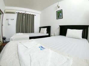 Desk, free WiFi, bed sheets