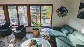 TV, fireplace, foosball