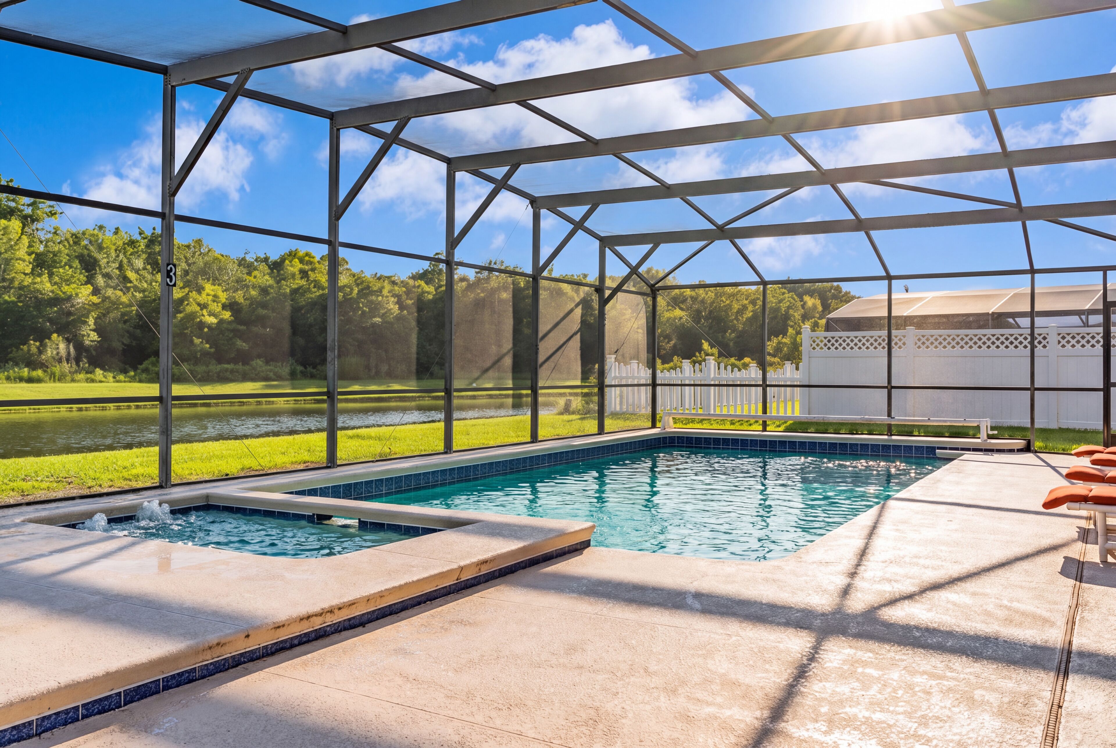 Outdoor pool, pool loungers