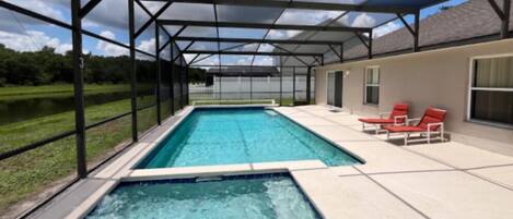 Outdoor pool, sun loungers