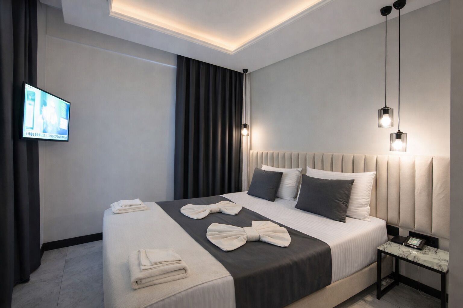 Premium bedding, minibar, desk, laptop workspace