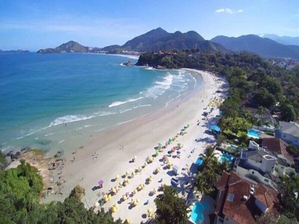 On the beach, white sand