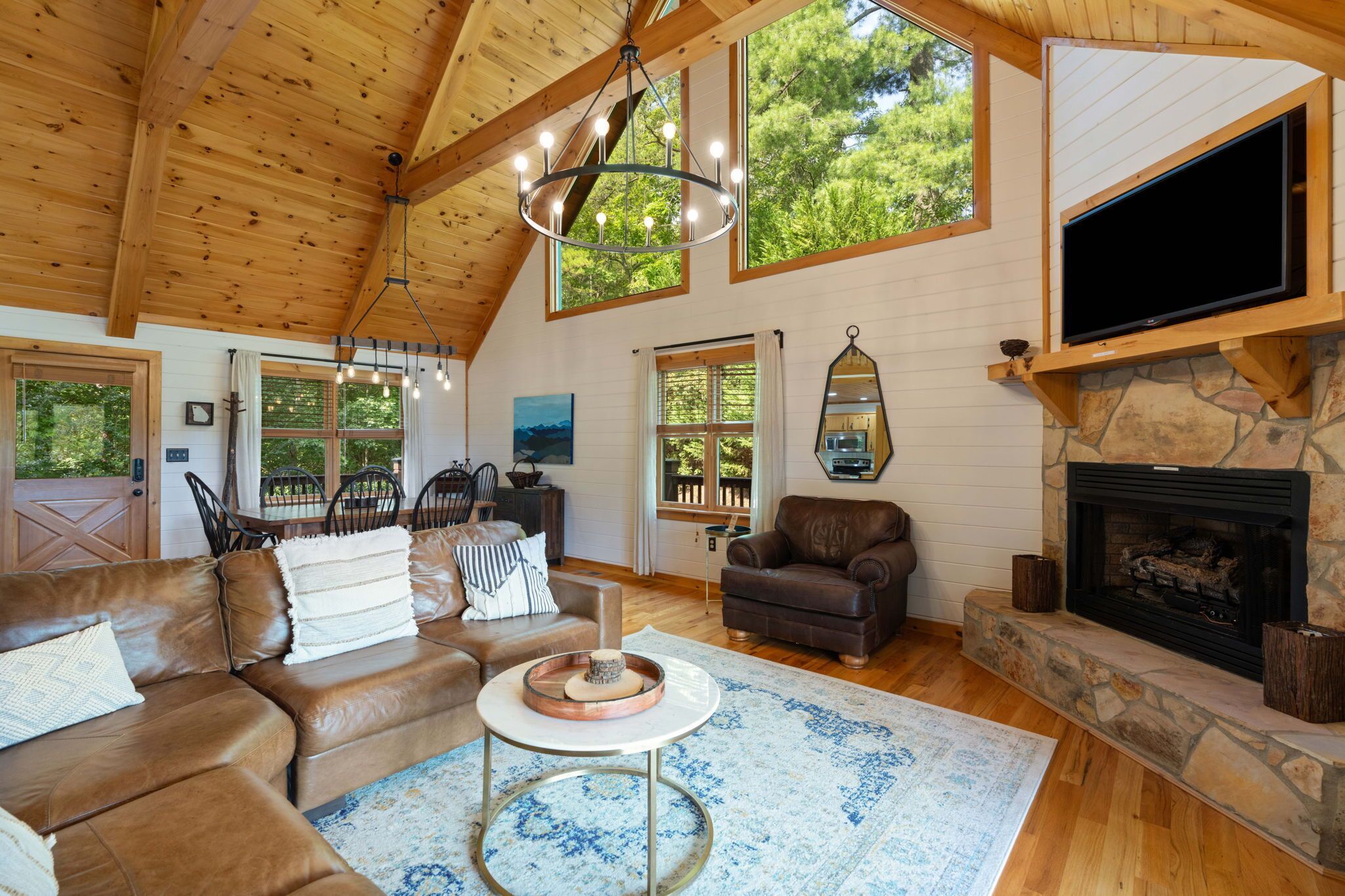 Smart TV, fireplace, video games, foosball