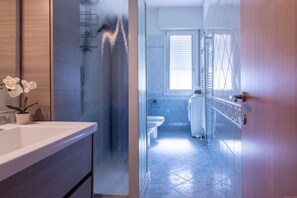 Dusche, Haartrockner, Bidet, Handtücher