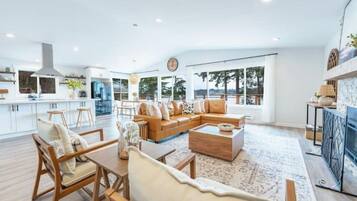 Smart TV, fireplace, video games, books