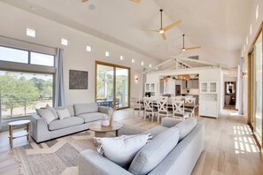 TV, fireplace, offices - 7 BR Gated Compound | Sleep 26 | Pool | Pickleball Court (Driftwood)