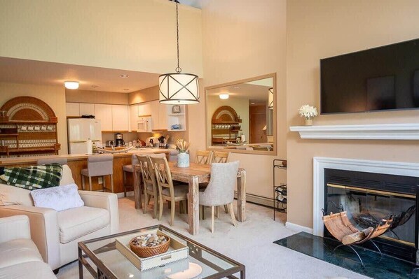 TV, fireplace, offices - Alpine Adventure Awaits: 3-BR Condo at Okemo (Ludlow)