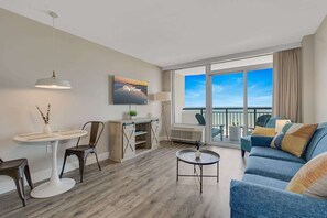 TV, fireplace, offices - Siren's Call by StayMareni - Oceanfront Suite (Myrtle Beach)