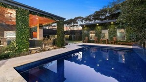 A heated pool - Aroha Moana | Luxe Pool Retreat, Fireplace & Pet Friendly (Rye)
