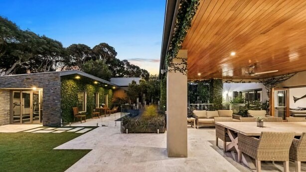 Outdoor dining - Aroha Moana | Luxe Pool Retreat, Fireplace & Pet Friendly (Rye)