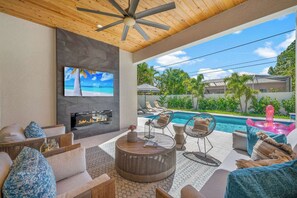 Outdoor pool, a heated pool - Luxe King EnSuites ·Heated Saltwater Pool/Spa (Naples)