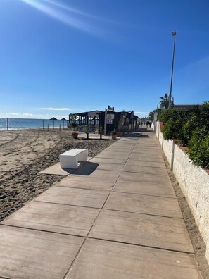 Sun-loungers, beach towels