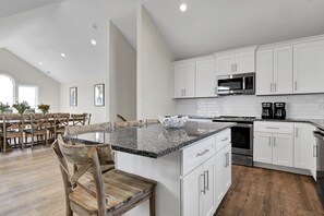 Fridge, microwave, oven, stovetop - Seaside Haven: Ocean Views, Hot Tub, Pool & Beach Access! (North Topsail Beach)
