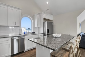 Fridge, microwave, oven, stovetop - Seaside Haven: Ocean Views, Hot Tub, Pool & Beach Access! (North Topsail Beach)