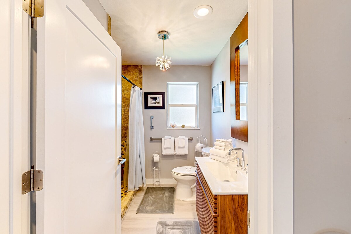 Photo 15 of Enchanting dog-friendly beach bungalow with patio, fireplace, deck, AC, & W/D