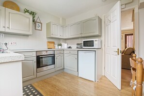 Fridge, microwave, oven, toaster
