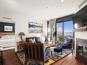 Smart TV, fireplace, video games