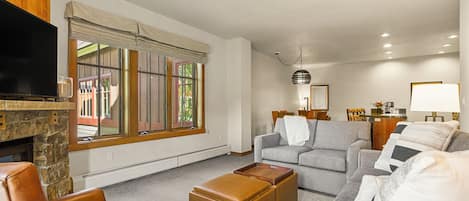 Fernseher, Kamin, DVD-Player