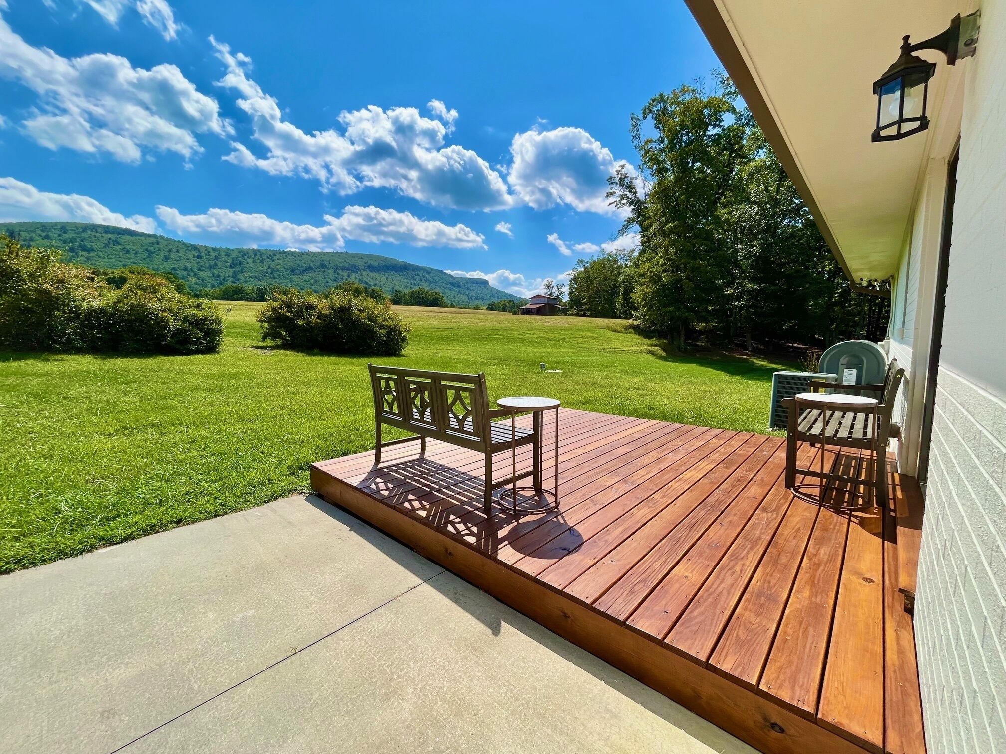 Back deck with view of Hanging Rock