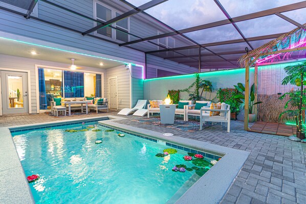 Piscine extérieure, piscine chauffée