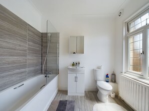 Dusche, Handtücher, Seife, Shampoo