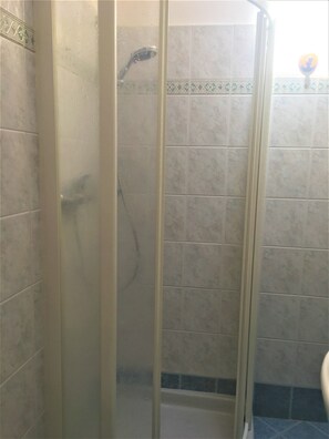 Secadora de cabello, bidet, toallas, papel de baño 