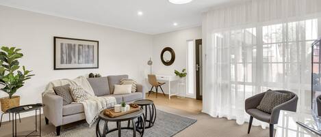 Smart TV, DVD player, books, video library