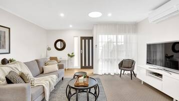 Smart TV, DVD player, books, video library