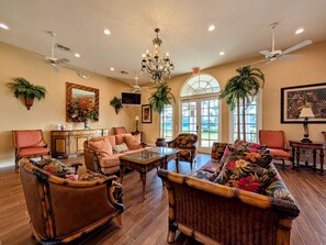 Smart TV, fireplace, video games, books