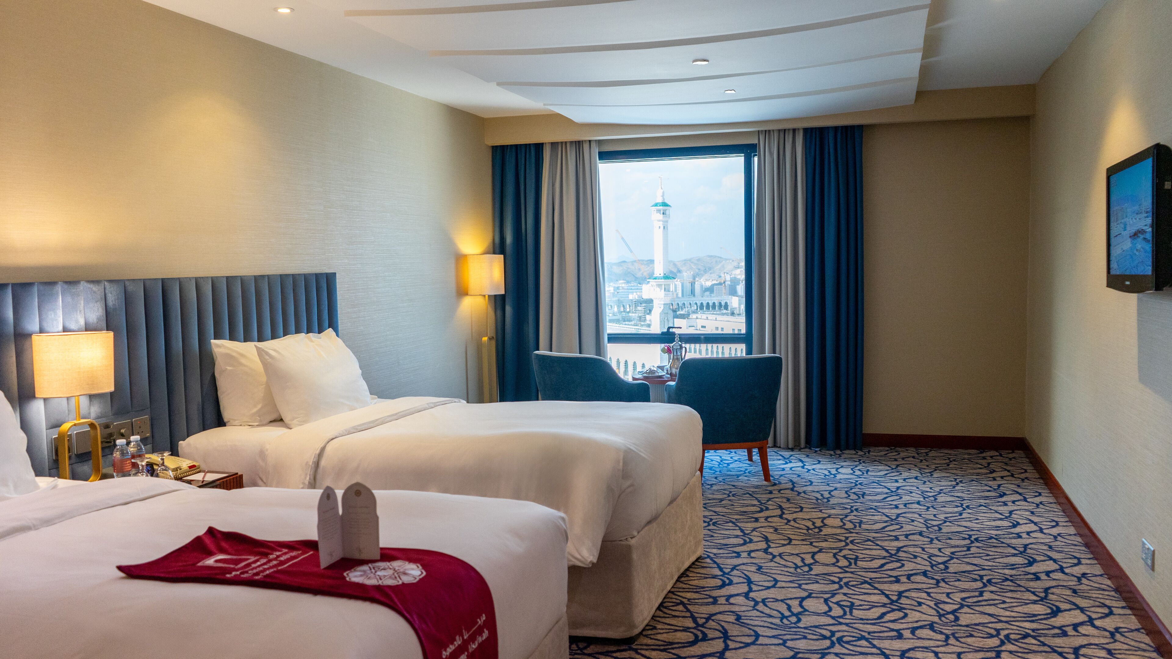 Twin Room Partial Kaaba View | In-room safe, free WiFi, bed sheets