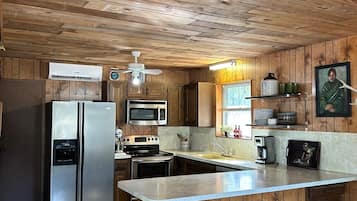 Frigorífico, microondas, horno y placa de cocina