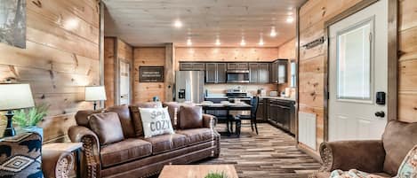 Smart TV, fireplace, video games, foosball