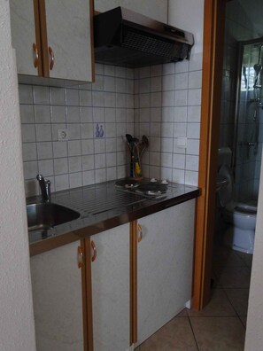 Fridge, microwave, stovetop