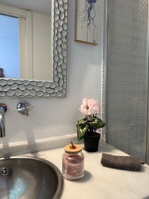 Douche, sèche-cheveux