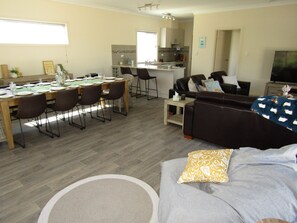 Smart TV, DVD player, ping pong, books