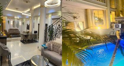 5 bedrooms modern Trio villa coverable warm private pool sheik zayed compound