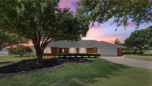 A single-story building with a brick facade, a large tree in front, and a well-maintained lawn. - Luxurious Ranch at the heart of Round Rock (Round Rock)