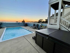 Outdoor pool, a heated pool - Amazing Sunsets & Luxury - Soundfront Pet Friendly Oasis w/ Elevator & Hot Tub (Kitty Hawk)