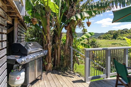 Property grounds. Banana Bungalow: serenity, views, tropical setting