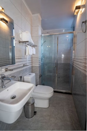 Serviettes fournies, savon, shampoing, papier toilette