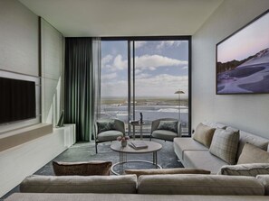 Suíte executiva, 1 cama King | 1 quarto, roupas de cama premium, frigobar, cofres nos quartos