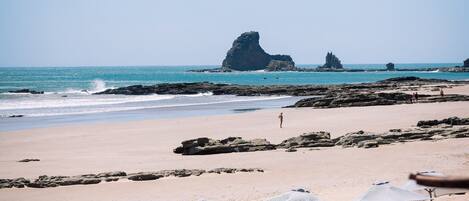 On the beach, beach towels