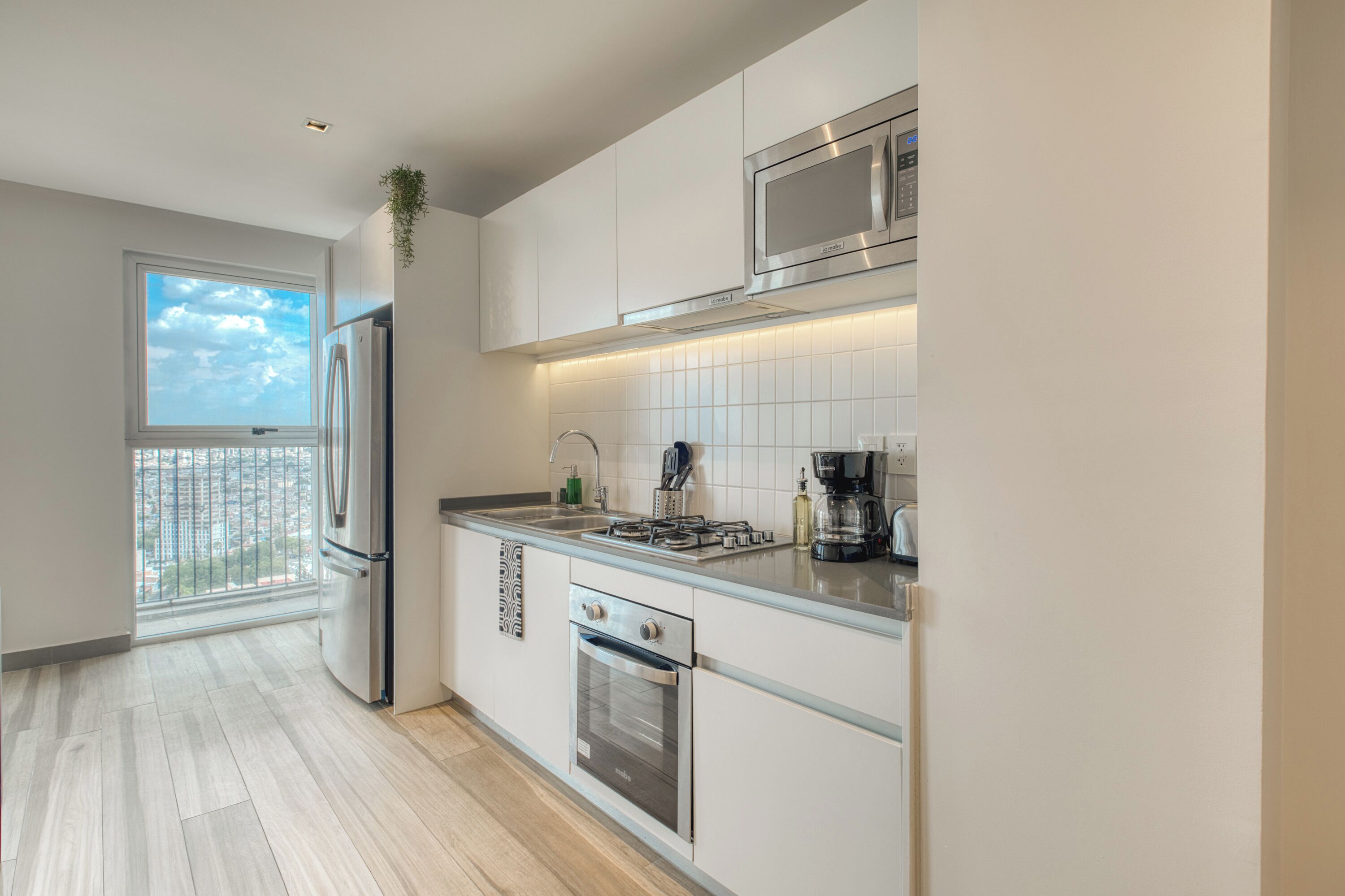 Deluxe Apartment, 2 Bedrooms, Balcony, City View | Private kitchen | Full-sized fridge, microwave, stovetop, coffee/tea maker