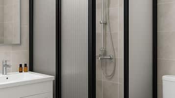Rainfall showerhead, free toiletries, hair dryer, bathrobes