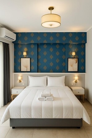 Premium bedding, down comforters, memory foam beds, minibar