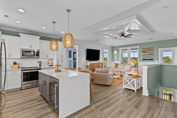 Fridge, microwave, oven, stovetop - Brand New Construction with Private Pool, Elevator & Marsh Views (Oak Island)