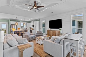 TV, ping pong, books - Brand New Construction with Private Pool, Elevator & Marsh Views (Oak Island)